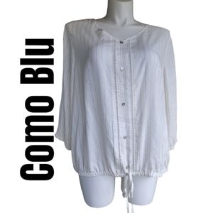 Como Blu Womens V-Neck Button 3/4 Sleeve Top NWT! Size 2X
